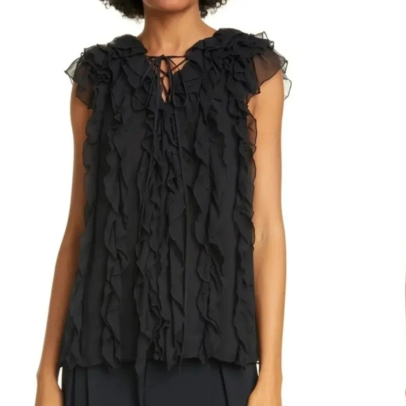 Jason Wu Black Ruffle Silk Blouse 2 - Picture 11 of 11